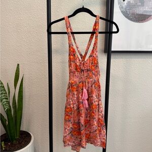Free People Pink and Orange Floral Knit